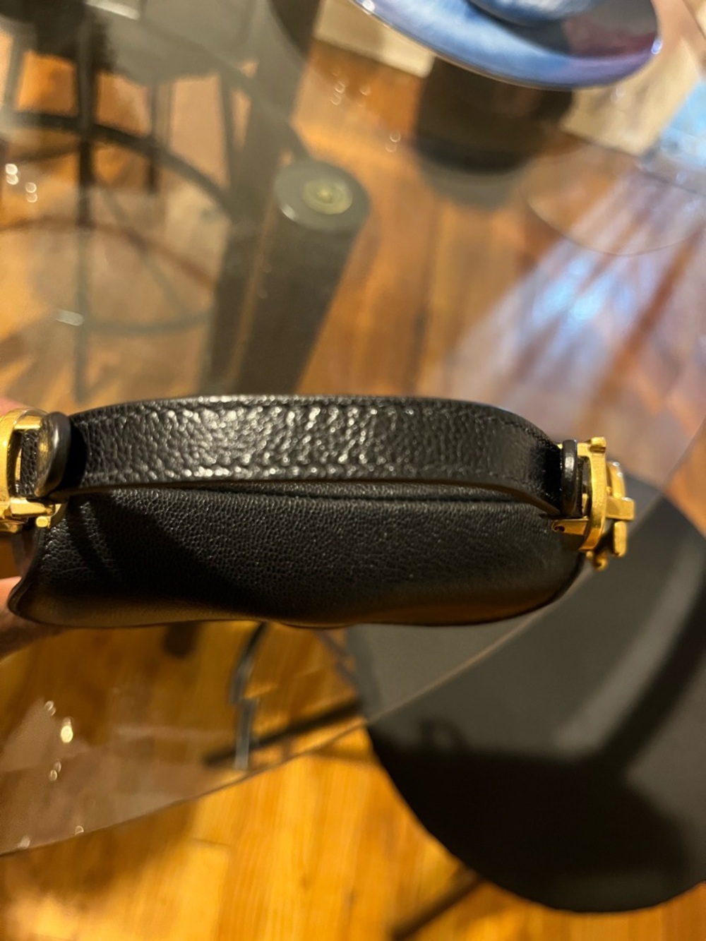 Dior Black Saddle Bag with Gold 'D' Charm - Picture 5 of 7